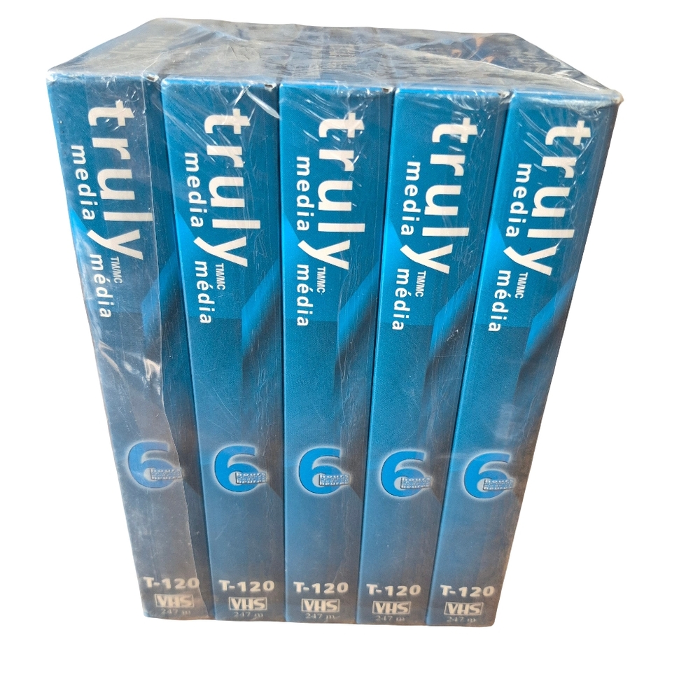 5 New Sealed Truly Brand 6 Hour VHS Tapes